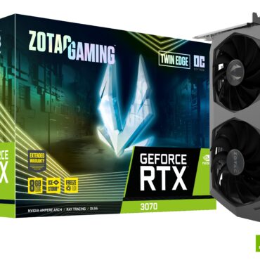 ZOTAC GAMING GEFORCE RTX 3070 Twin Edge OC 8GB GDDR6 | 256 bit | 1755/14000 | HDCP | Three DP | HDMI | Premium Pack