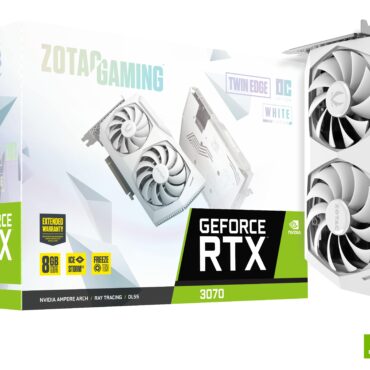 ZOTAC GAMING GEFORCE RTX 3070 Twin Edge OC White Edition 8GB GDDR6 | 256 bit | 1755/14000 | HDCP | Three DP | HDMI | Premium Pack