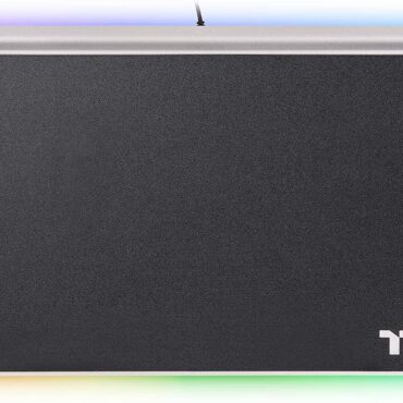 Thermaltake Argent MP1 RGB 16.8 Million Color Software Enabled, Hard Surface, Aluminum Top Plate, and Non-Slip Rubber Base 359mm x 254mm x 10mm Gaming Mouse Pad | GMP-MP1-BLKHMC-01