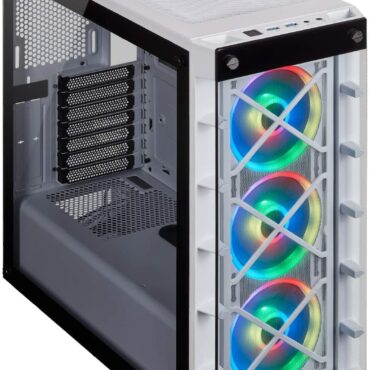 CORSAIR CABINET CRYSTAL 465X WHITE RGB TG (SP120 PRO RGB FANS) | CC-9011189-ABA